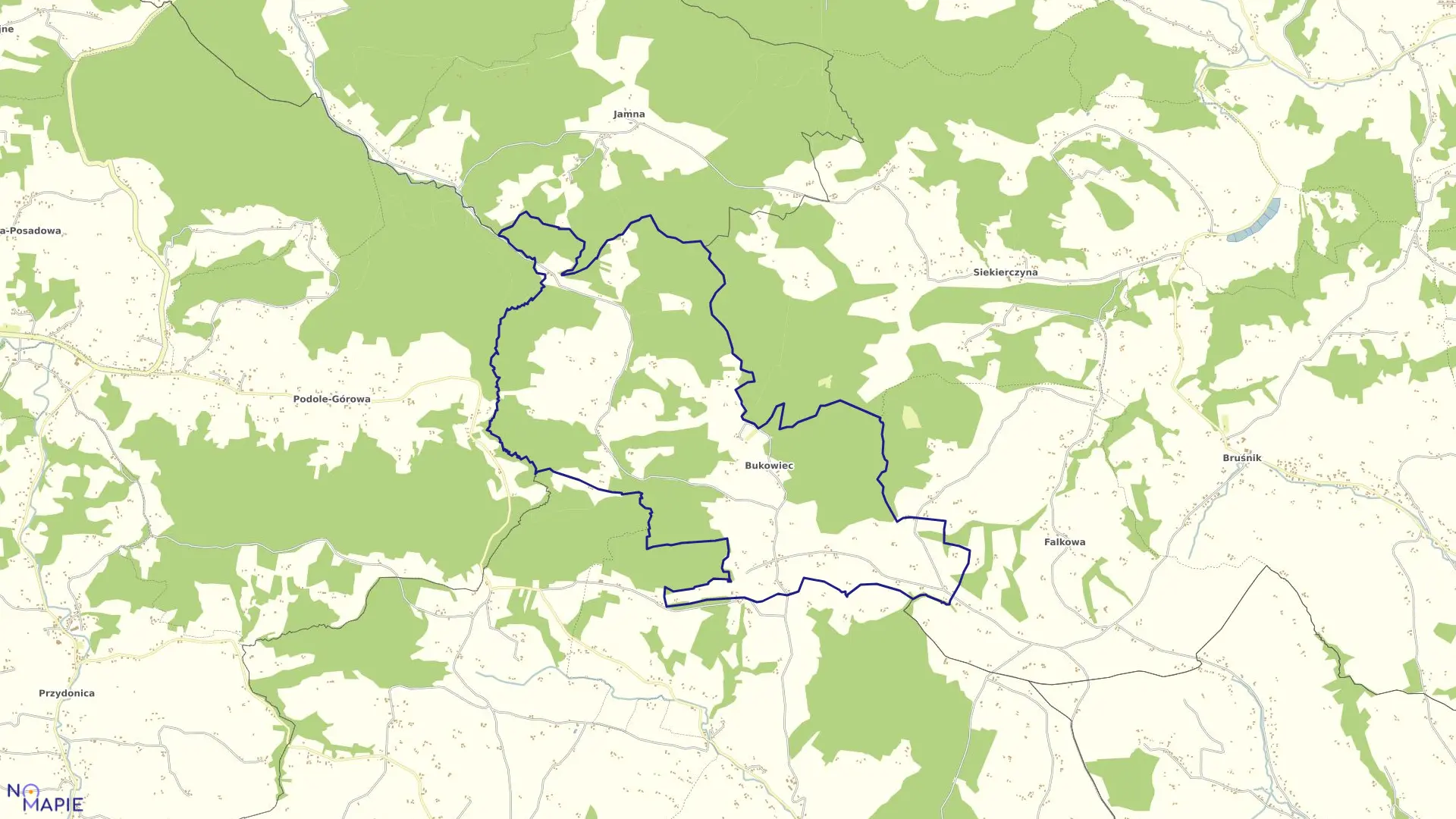 Mapa obrębu Bukowiec w gminie Korzenna