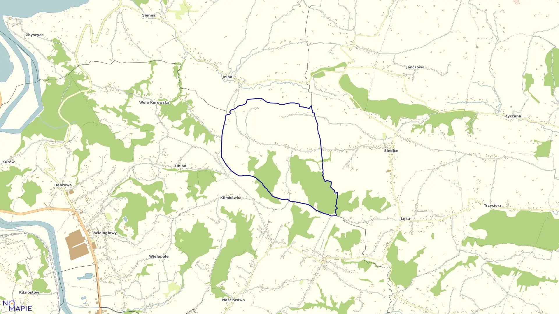 Mapa obrębu Słowikowa w gminie Korzenna